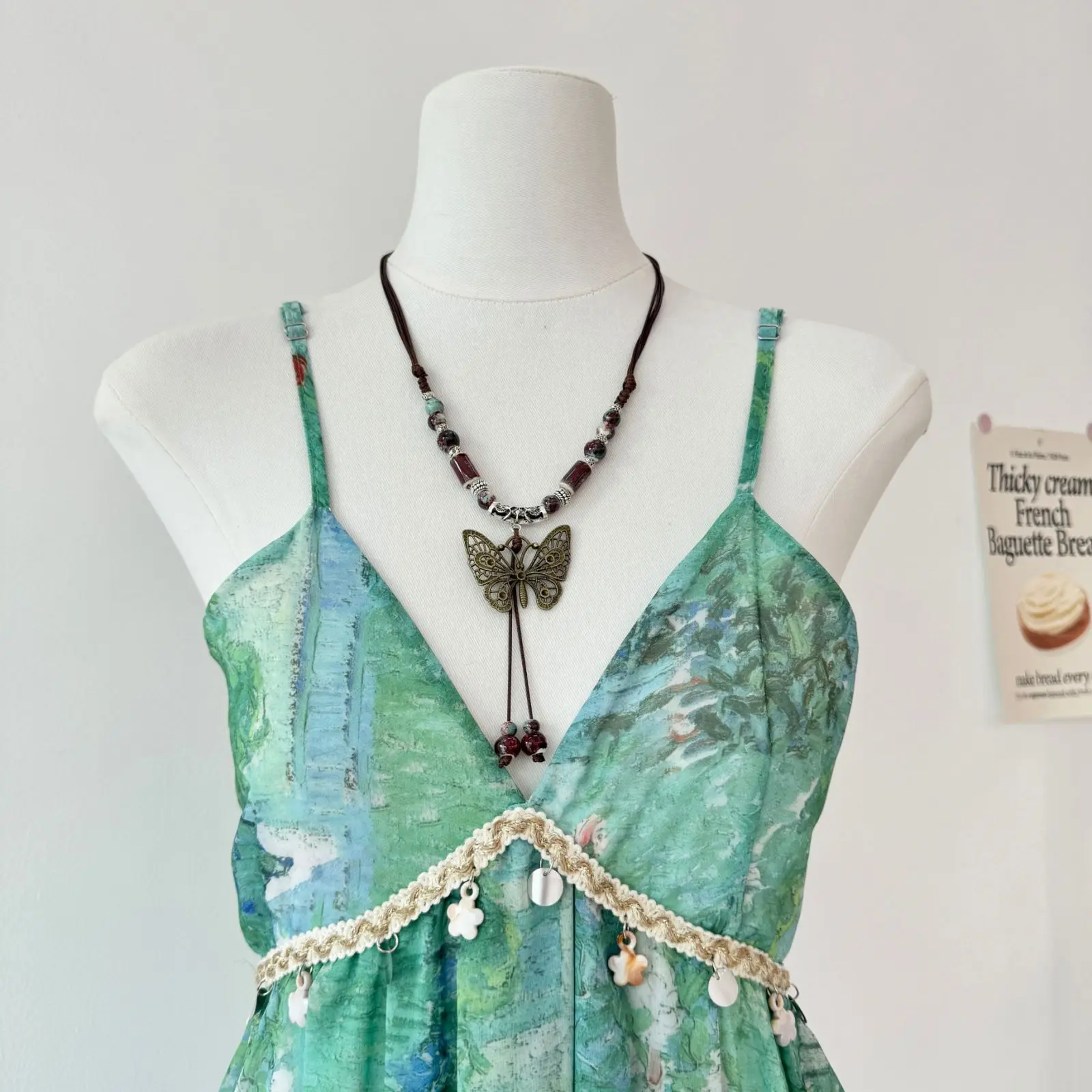 Slimming V-Neck Waisted Summer Dress Women's Holiday Style Green Field Fairy Tale One Sweet Peach Yikett Sleeveless Midi Dress