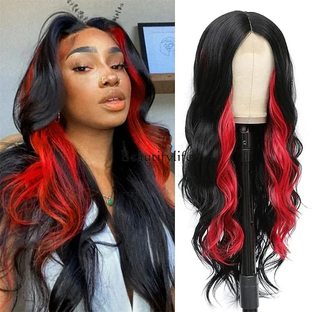 Ladies long curly hair, big wavy curls gradual change wig full hood