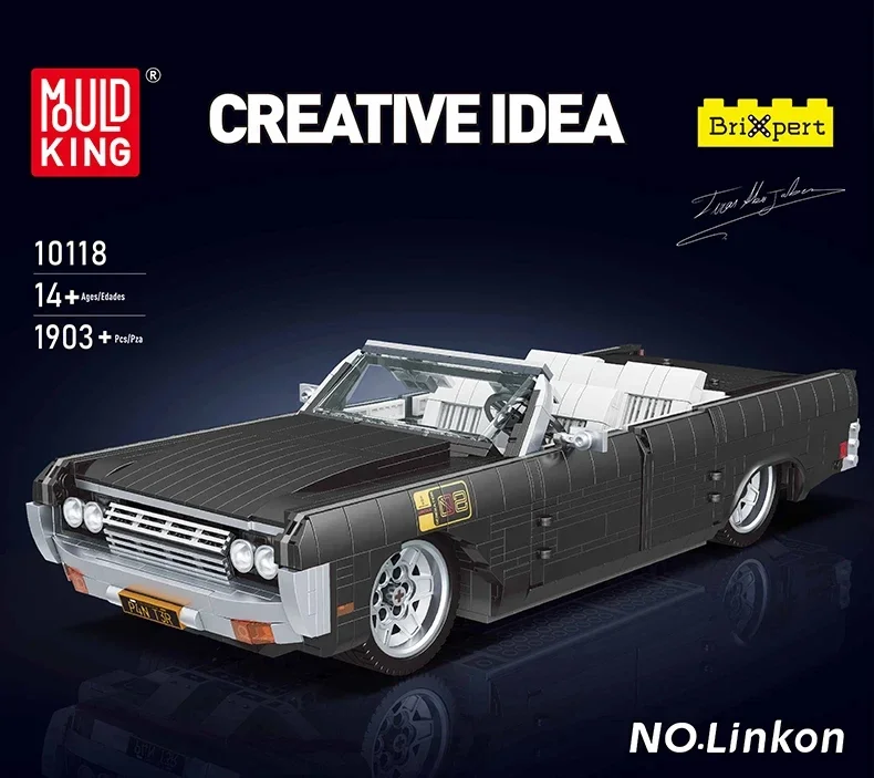 Mold King 10118 Technische Auto Speelgoed De 1964 Continental Vintage Auto Bouwsteen Assemblage Auto Model Baksteen Kinderen Kerstcadeau