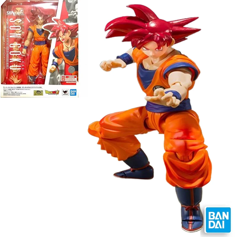 

Original Bandai Package In shock SHF DRAGON BALL SON GOKU SUPER SAIYAN GOD Figure Finished Model kit Anime Action Toy Gifts kid
