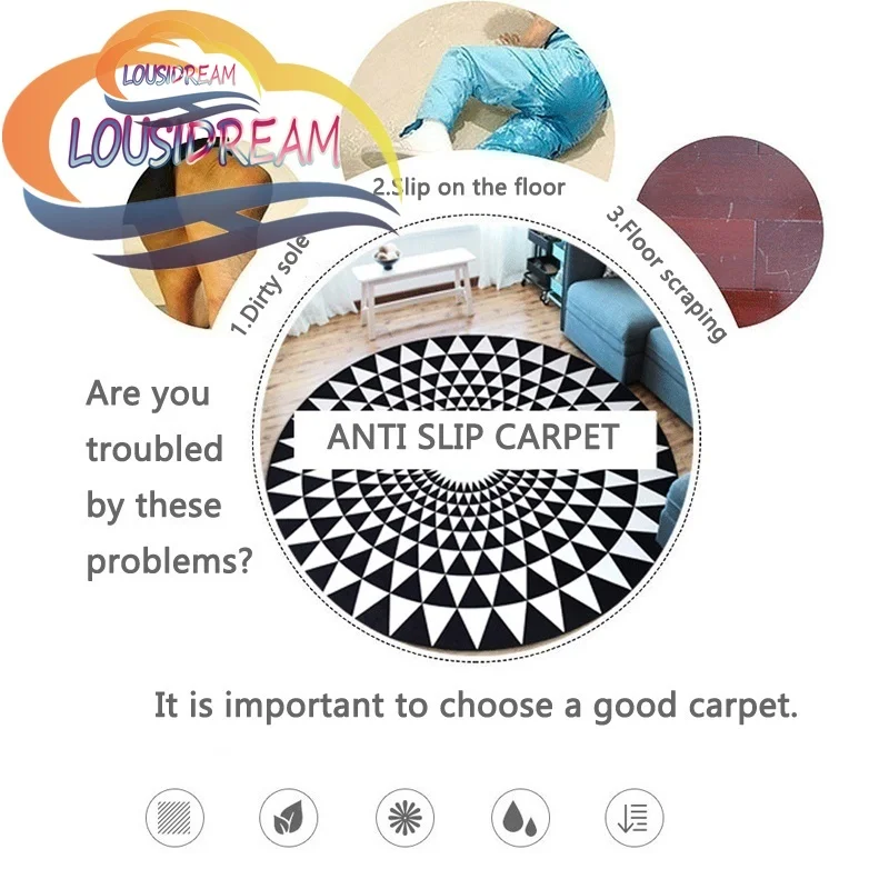 DIY Pictures Custom round Carpet，3D Printing circular Carpet Living Room Doormat Non Slip Cushion Children rug Chair  pet