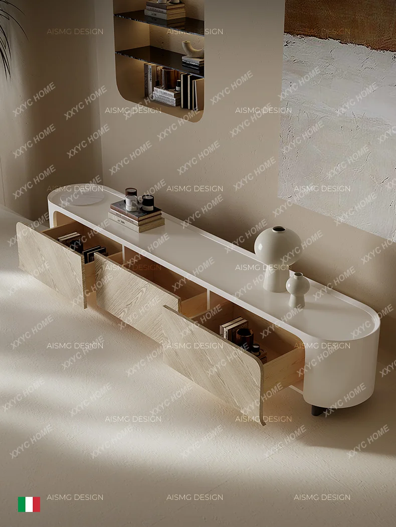 

Rock slab coffee table TV cabinet combination modern simple small apartment paint TV cabinet