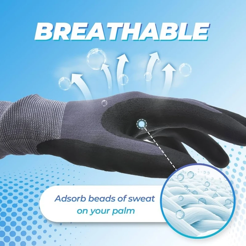 12/6 قطعة قفازات السلامة والعمل المطلية بالنايتريل من الميكروفوم قفازات العمل المصنوعة من النايلون المتماسكة مع قبضة للرجال ميكانيكي السيارات الصناعية #3