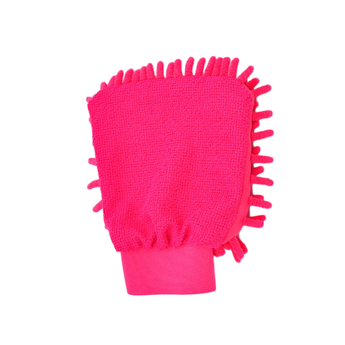 Scratch-Free Car Wash Mitt Premium Chenille Microfiber Single Sided Ultra-soft Wash Glove for Car SUV Truck (Rose Red)