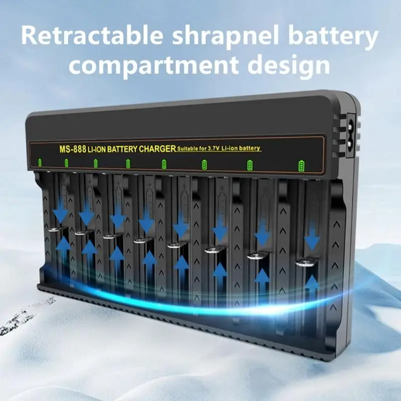 62KA 8-Slot 18650 Battery Charging Dock Adapter AC100-240V INPUT مع مصباح عطل LED لـ 3.7-4.2V 18650/26650/14500