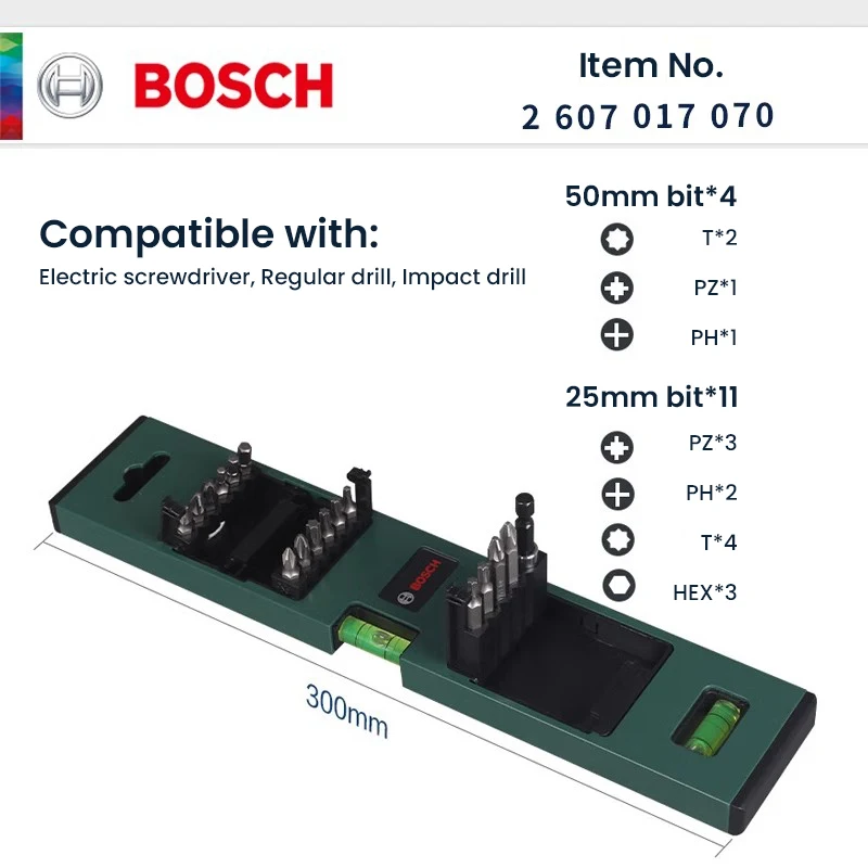 Bosch 3-in-1 Screwdriver Kit Ruler Level 1/4