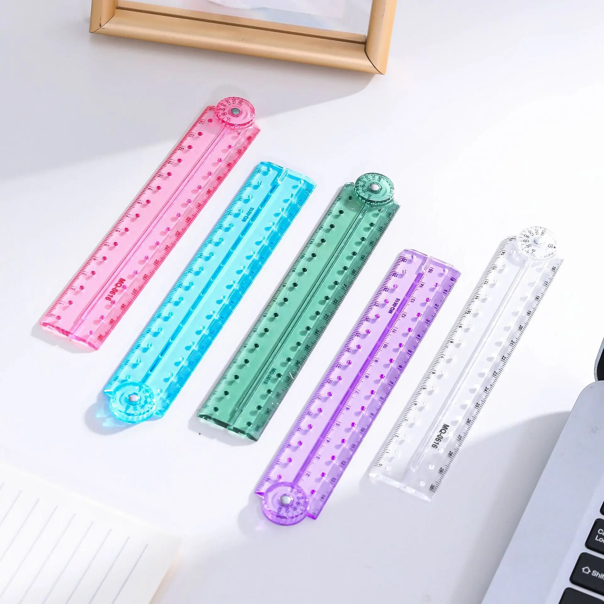 1PC Transparent Acrylic Folding Ruler 15-30cm Multifunctional Foldable Straight Protractor Measuring Tool A3460