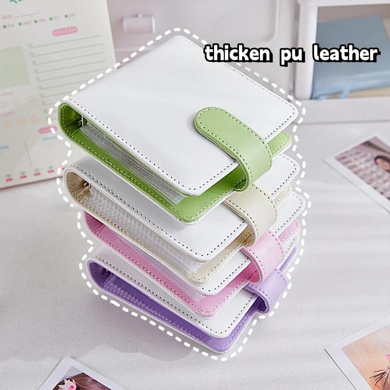 Mini Candy Color Pu Leather Kpop Photocards Binder Collect Book 3inch Card Storage Idol Card Photo Album Holder Book Stationery