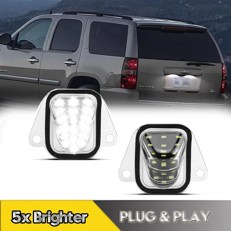 

2Pcs Canbus LED Number License Plate Lights Lamps For Chevrolet Suburban Tahoe GMC Yukon XL Cadillac Escalade 07-14 OEM#25778786