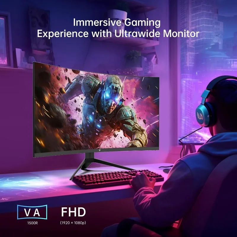 32 inch FHD 1080p gebogen gamingmonitor - VA 1500R gebogen monitor, 165 Hz 1 ms MPRT, FreeSync en G-Sync, 122% sRGB