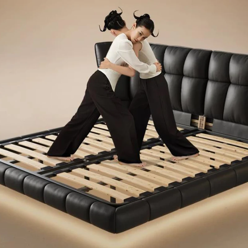 ^Tatami Simple Massage Bed Wooden Sleeping Safe Japanese Design Floating Modern Bed Bedroom Double Muebles Trendy Furniture