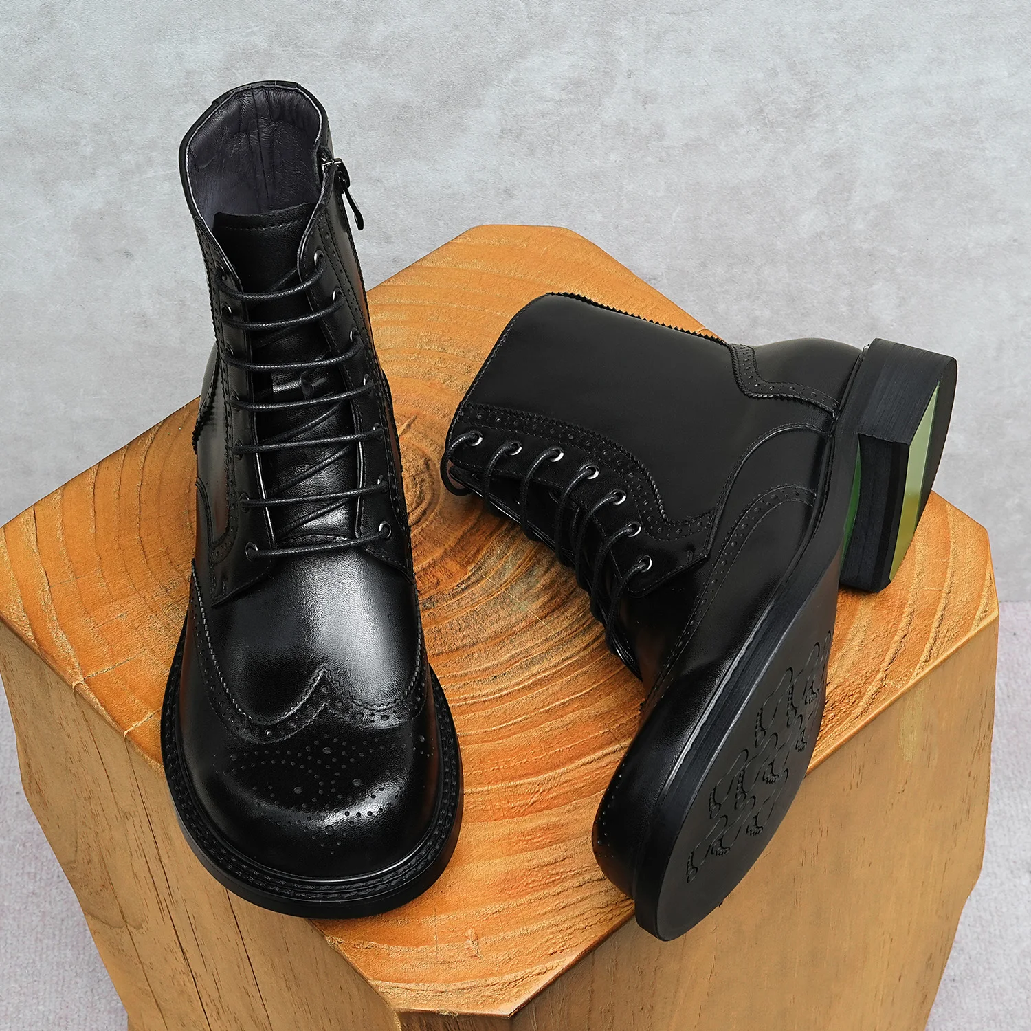 Men's boots, high-top shoes for men, lace-up with carving, European style, genuine leather handmade, large size 46,-grade, Oxfor