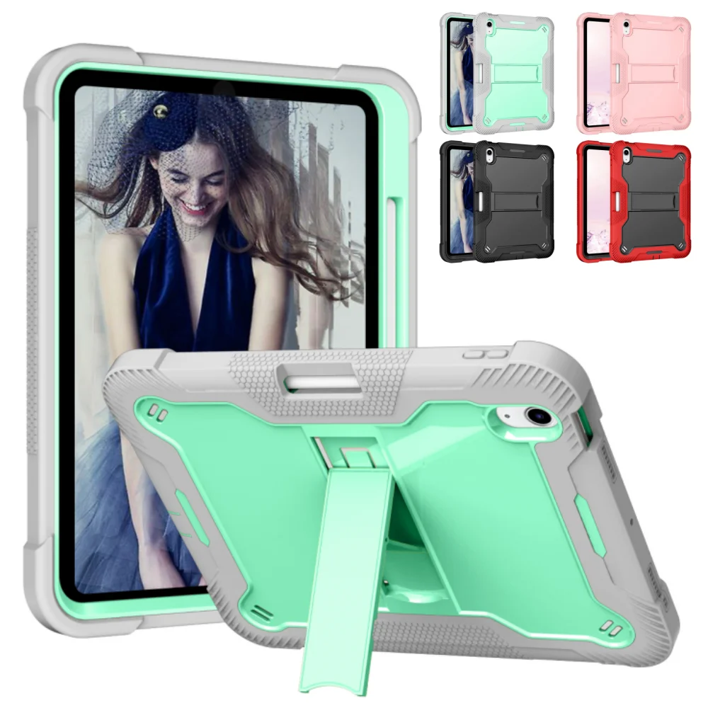 

Heavy Duty Case for iPad 11th Gen A3355 A3356 A3354 11 inch 2025 10th 10.9 2022 PC + Silicone Stand Tablet Cover with Pen Slot