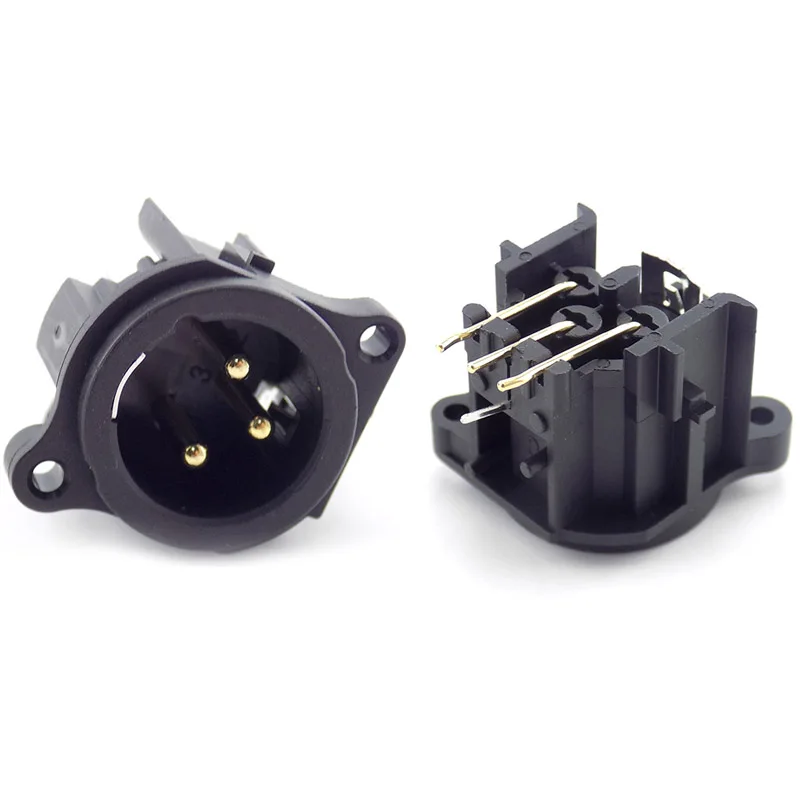 3 Pin CANNON XLR Plug Socket 3-Pin XLR Male Plug Socket Panel Mount Chassis Round Shape XLR Connector Adapter