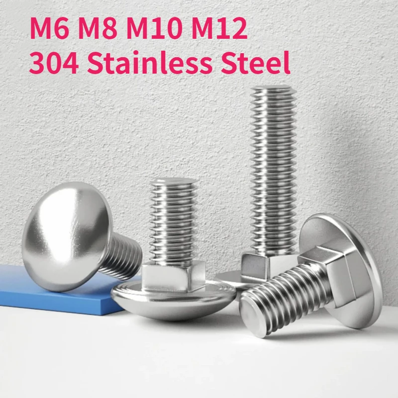 M6 M8 M10 M12 304 Stainless Steel Big Head Carriage Bolt Round Head Square Neck Screw DIN603