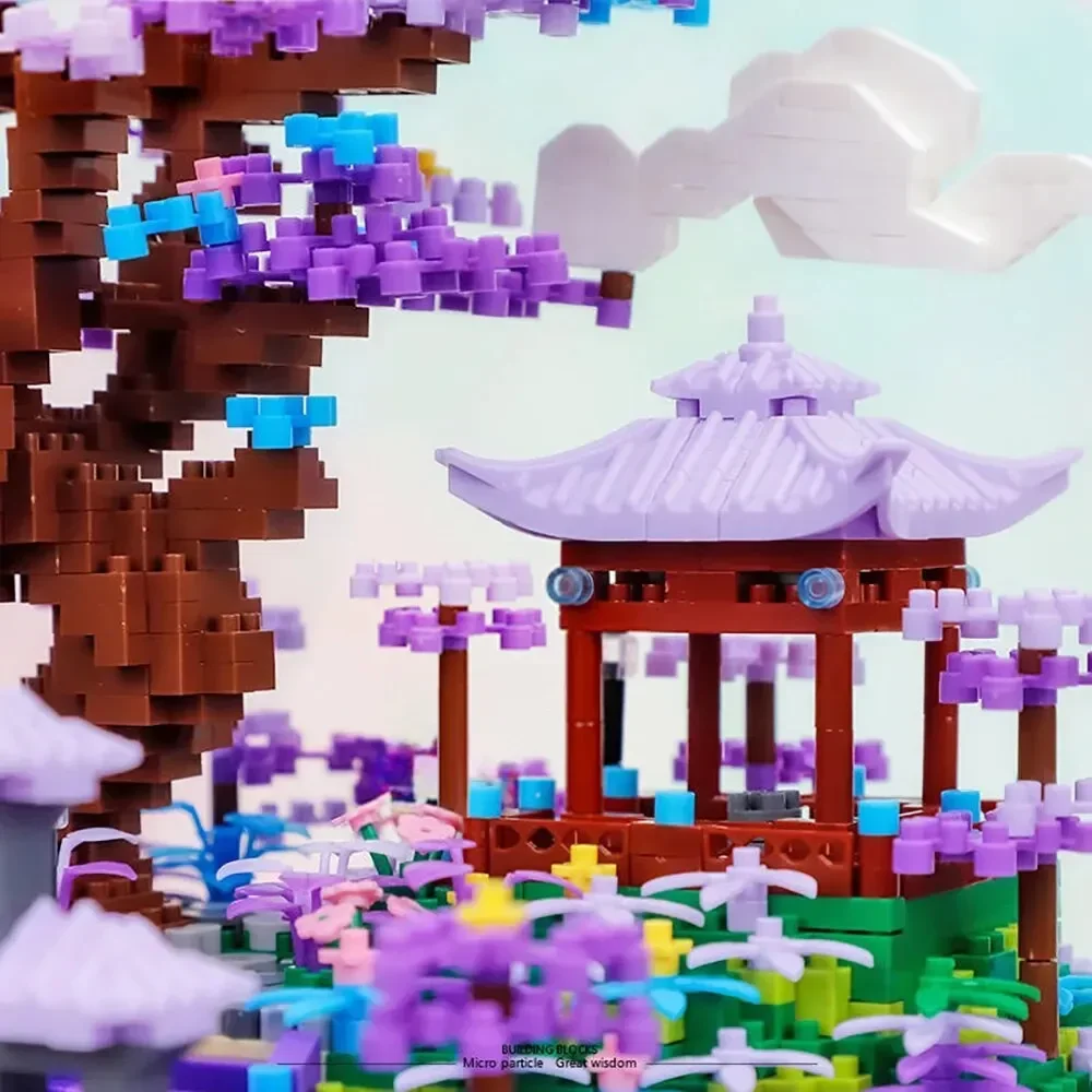 مجموعة بناء Fairyland Guanghan Fairy Pavilion شجرة مقدسة وشلال Fantasy Wonderland اللبنات هدية للأطفال