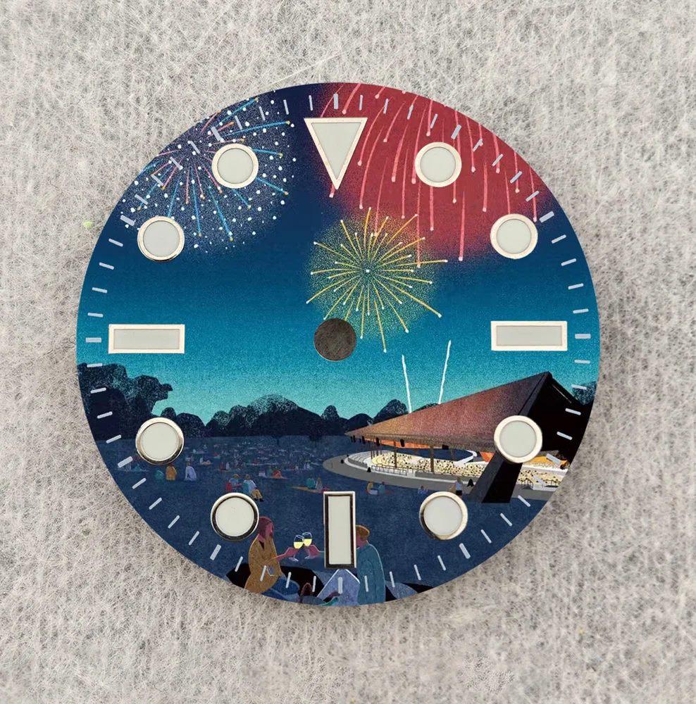 NH35 الطلب 28.5 مللي متر الطلب المشهد الطبيعي الإبداعية الهاتفي NH36 الطلب مخصص اللون الطلب صالح NH35/36 ساعة يد تعمل بالحركة أجزاء استبدال