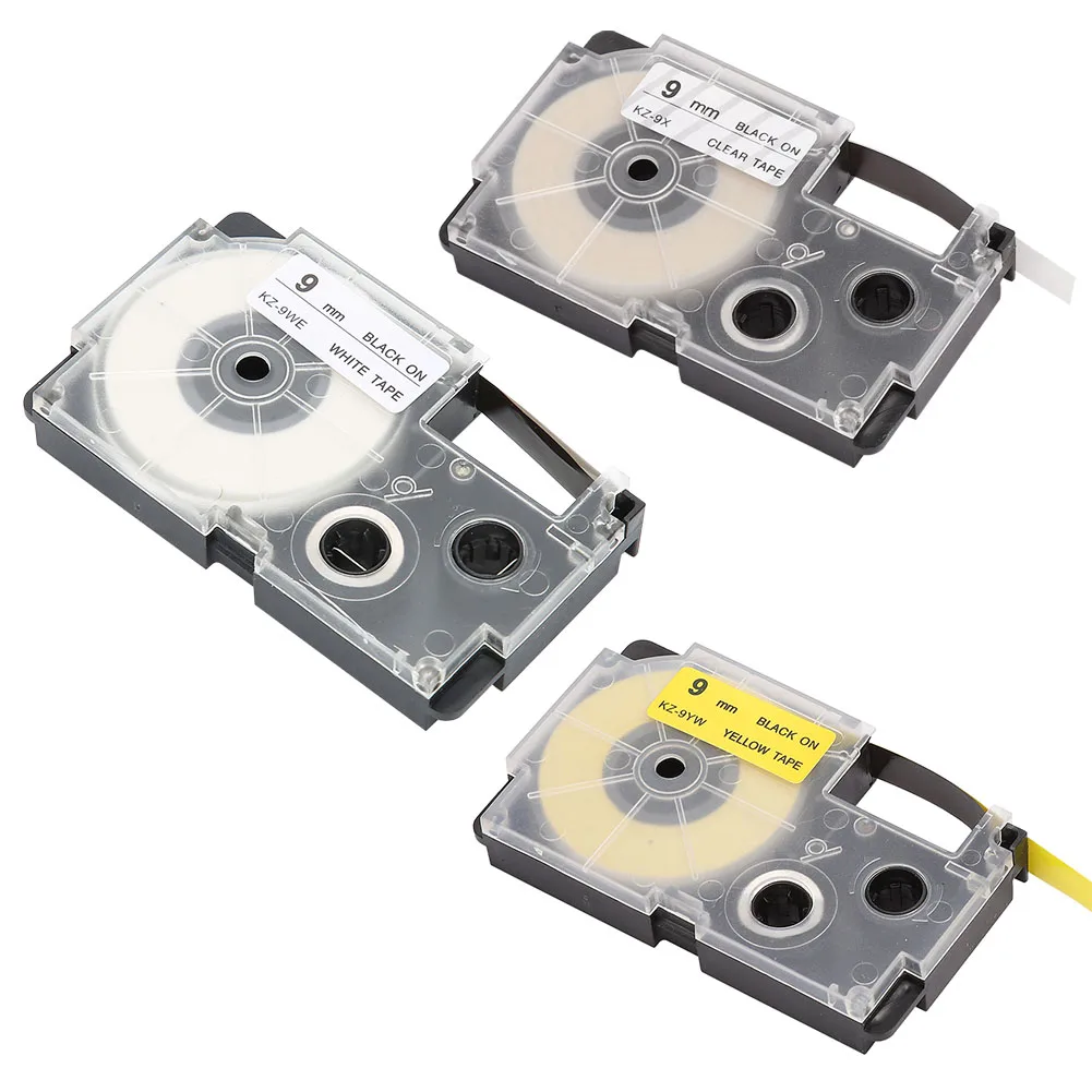 

9mm Tape Cartridge for Casio Label Maker Printer -60/120/170/780/820 CW L300 For Casio Label Printer