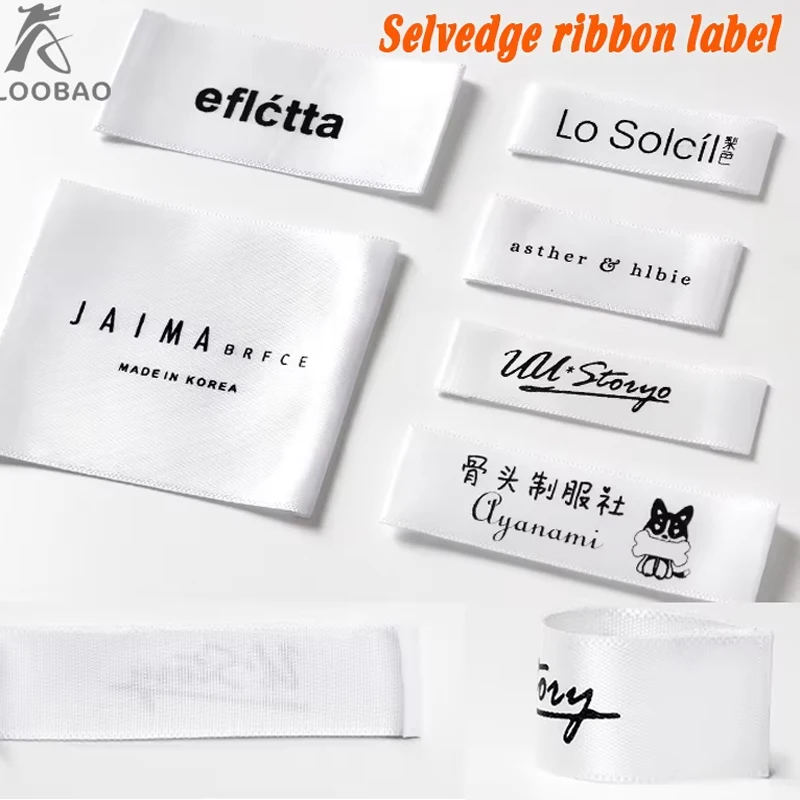 

Selvedge Ribbon Customized Silk Care Label Cut Separately/Washing Tag Colorful Printing/Clothing Accessories Washable Labels