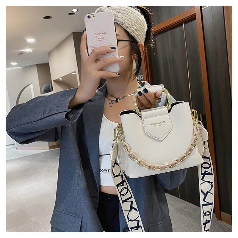 2021Winter New Women Top-handle Mini Bucket Bag Pure Color Luxury Designer Handbags Quality Leather Messenger Shoulder Cross Bag