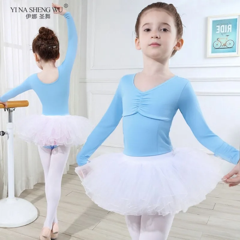 Vêtements de danse pour enfants Vêtements d'entraînement pour filles Costumes de spectacle de danse de ballet Justaucorps de ballet à manches longues Vêtements de gymnastique