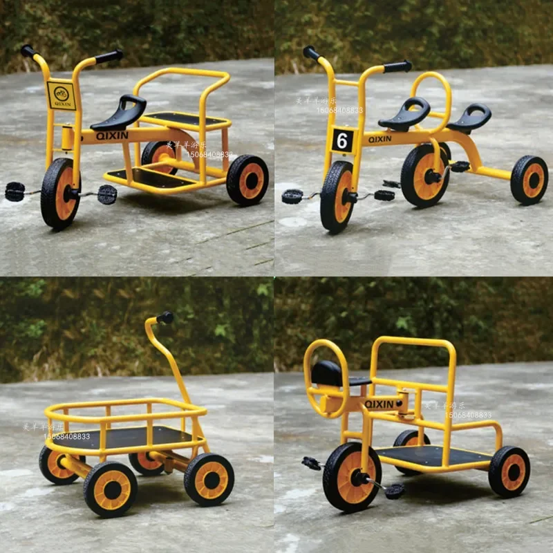 Kindergarten tricycles, children's tandem bicycles, outdoor twin bicycles, three-person cars, multi-person rotation and transfer