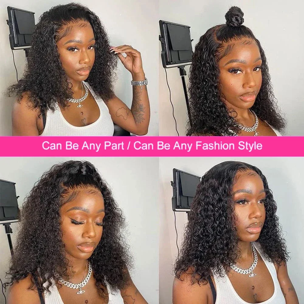 Vietnamese 13x4 Curly Lace Front Wig Short Bob Frontal Wig Deep Water Wave 2x6 4x4 5x5 HD Lace Closure Wig For Women PrePlcuked view 5