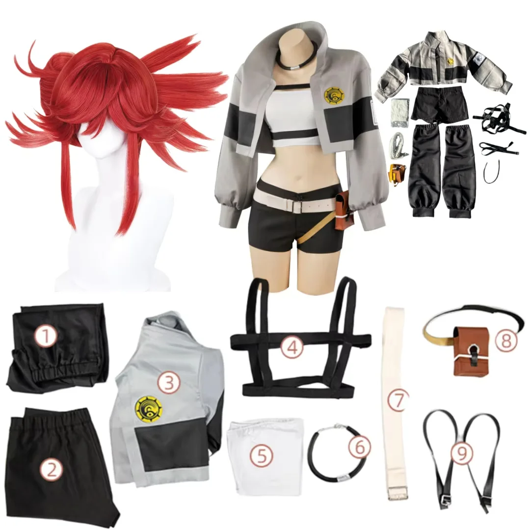 

GACHIAKUTA Liyao Riyo Cosplay Costume Wig GACHI AKUTA Liyao Riyo Top Vest Short Backpack Waist Bag Halloween Christmas