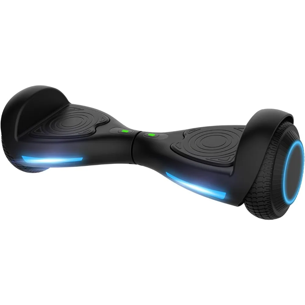 

Hoverboard with 6.5 inch LED wheels and headlights, max 3.1 mile range and 6.2 mph power, 200W motor, balance scooter