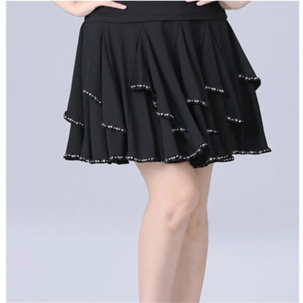 New sequin Latin Dance Skirt Female Three-Step Skirt Adult Cha Cha Dance Skirt Rumba Square Dance Skirt