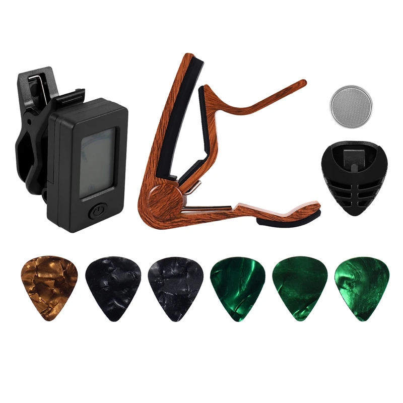 

Guitar Capo Tuner Fit For Ukulele Violin Electric Bass Acoustic Guitar With Picks And Pick Holder Guitar Accessories