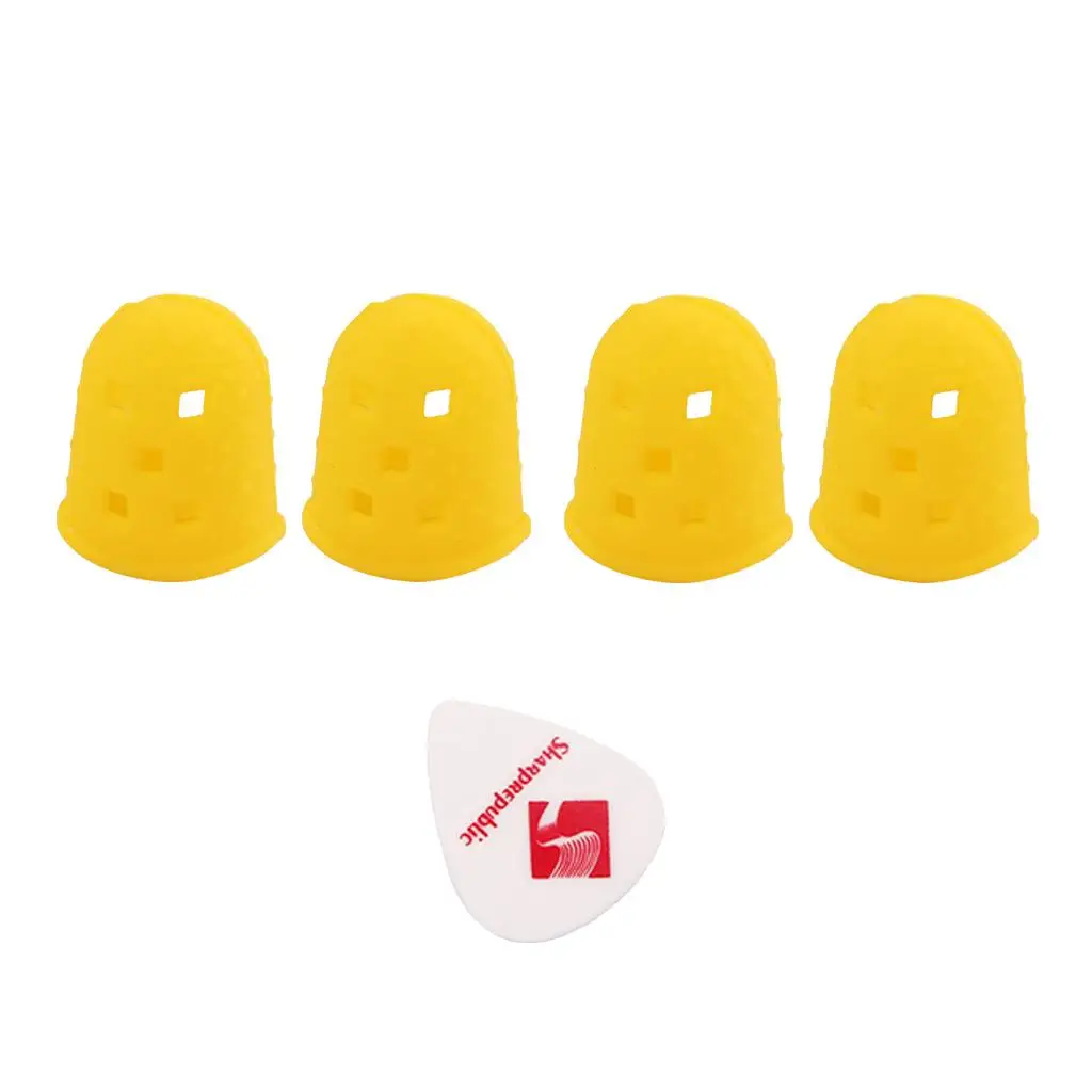 2-6pack 4 Pieces Guitar Finger Picks Protector Silicone Finger for