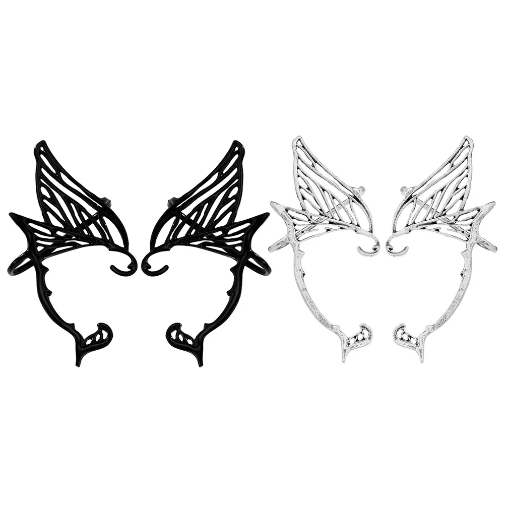 

2Pairs Skin-Friendly Alloy Butterfly Ear Cuffs No Piercing Needed Fashionable Earring Wraps for Various Occasions Teen Girls