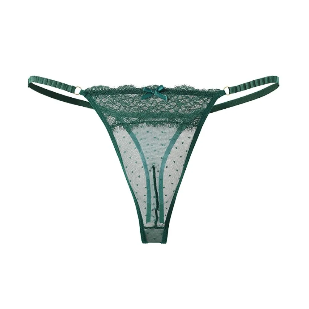 Comfortable Low Waist Men Lace Hollow Thongs Thin Mesh Lace Bow Men's Sheer Lace Panties Underpants Underwear Male Briefs Male