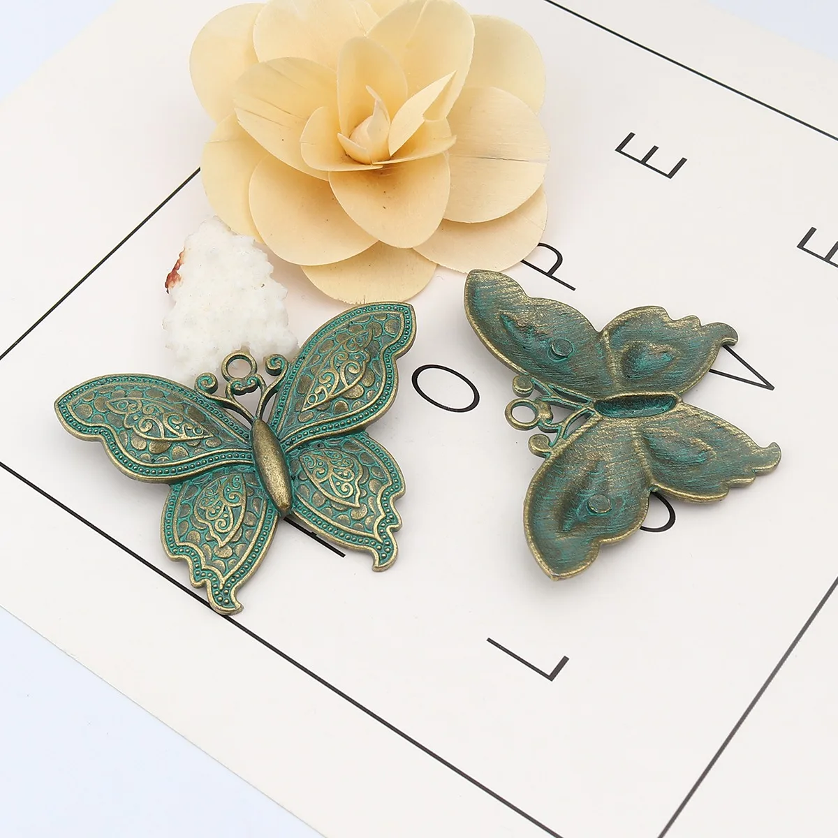 Vintage Insect Pendants Butterfly Animal Multicolor Metal Charms DIY Making Necklace Earring Jewelry Findings 70mm x 52mm,2PCs