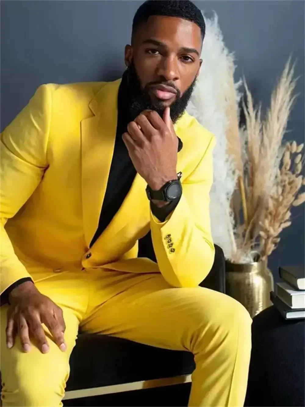 

Элегантный приталенный мужской костюм, комплект из 2 предметов, пиджак с зубчатыми лацканами и брюки для официального свадьбы, выпускного вечера, бизнес, высокое качество