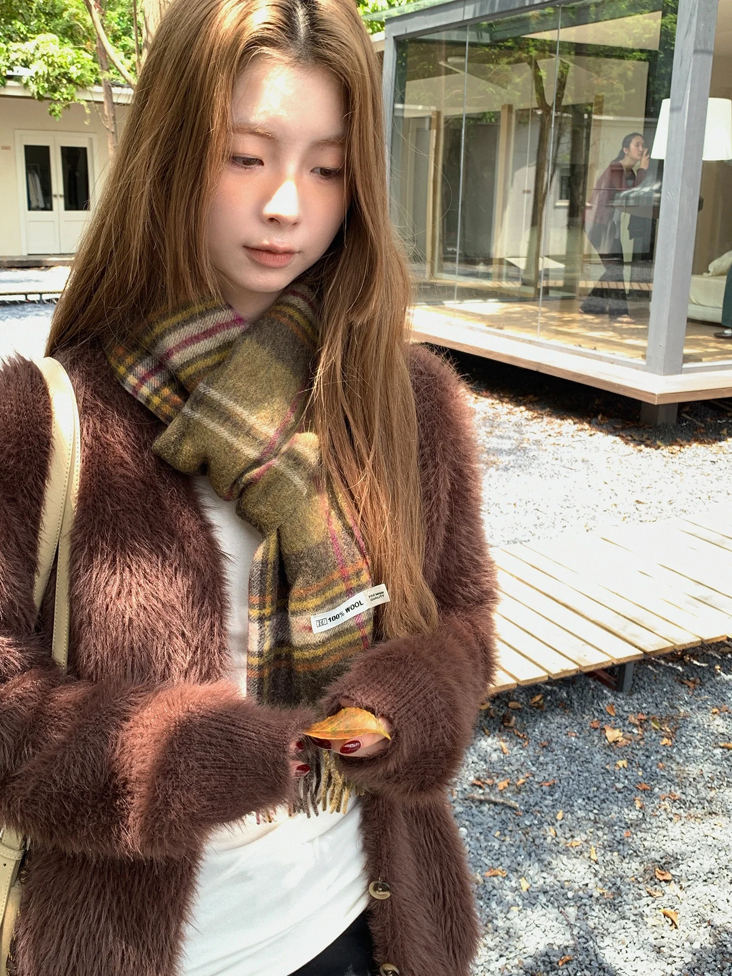 جاكيت نسائي فضفاض من القطن من ريد سيليبريتي كلوب، موديل 2025 الجديد للخريف، بأسلوب عصري مريح، معطف فرو بلون القهوة بأكمام طويلة