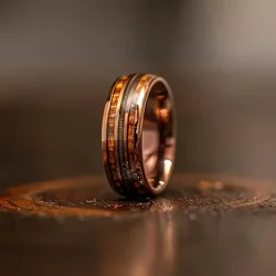 Fashion Guitar Line Wine Barrel Wooden Design Retro Ring Jewelry