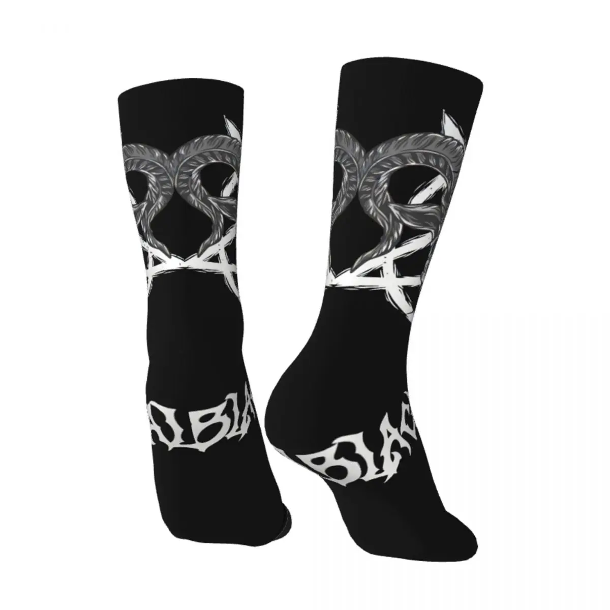 Funny Happy Men's Socks Devil Head Retro Harajuku Heavy Black Metal Hip Hop Novelty Seamless Crew Crazy Sock Gift Printed