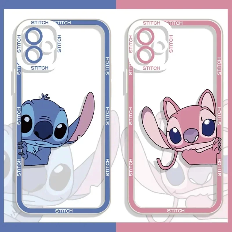 Cartoon Lilo Stitch Cute Phone Case For Iphone 14 15 12 13 Mini 11 Pro Max XS XR X 7 8 Plus Transparent Soft Disney Cover