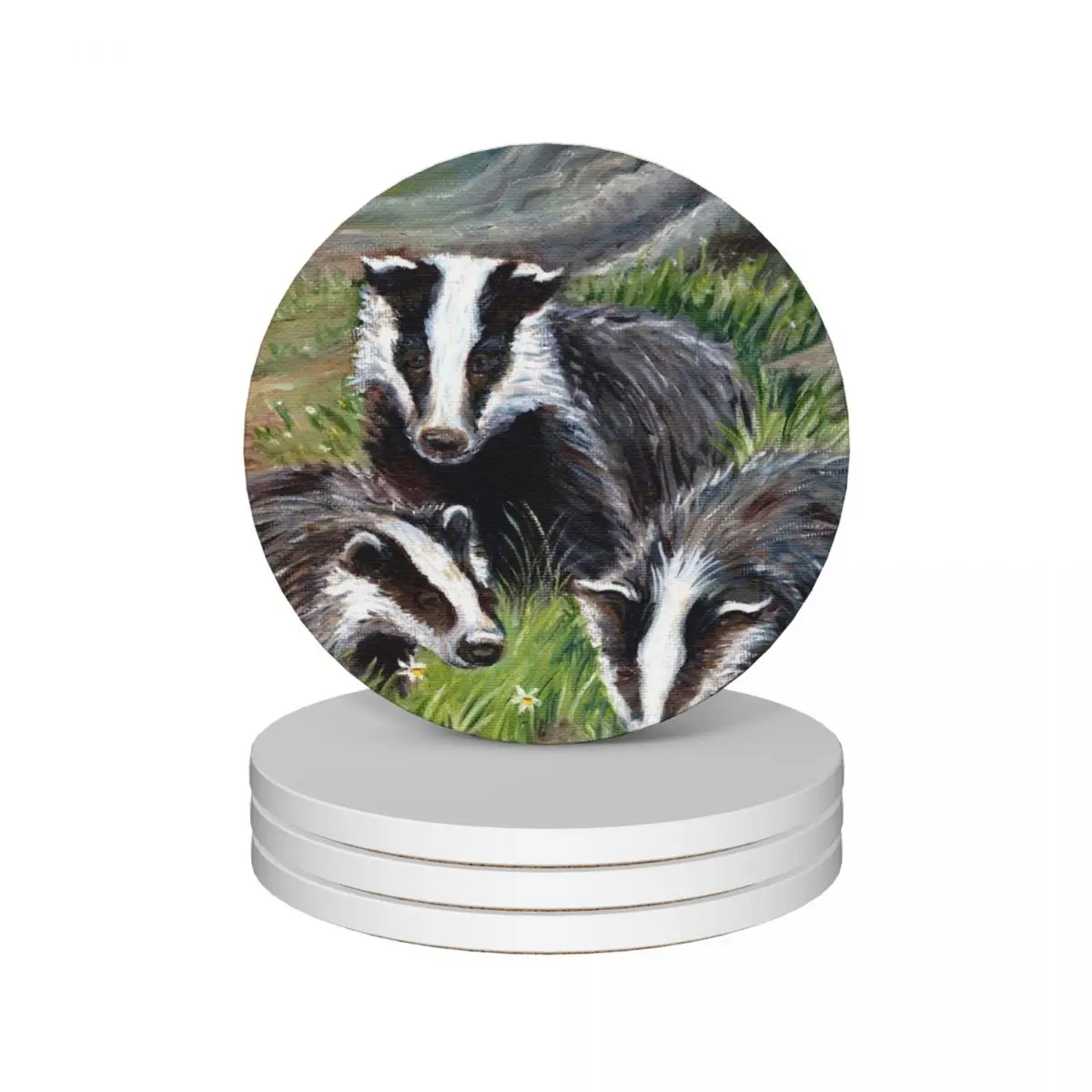 

Spirit of Badger Ceramic Coasters (Set of 4) flower mat for dishes Coasters