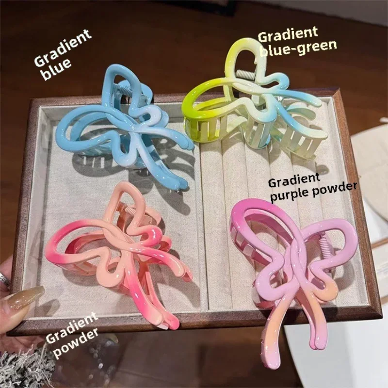 

New high sense gradual change color metal grab clip hairpin dopamine hair accessories large shark clip on the back of the head