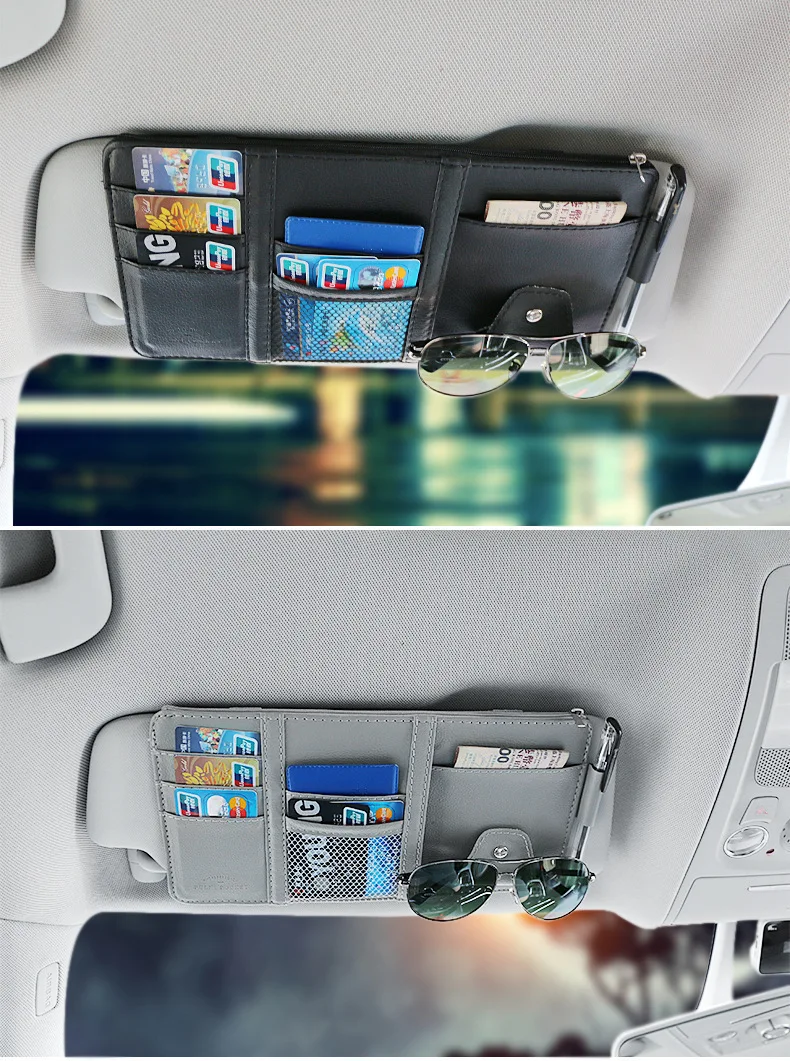 Car Sun Visor Bill Pen Business Card Holder CD DVD Organizer Storage Box Sunglasses Clip Stowing Tidying Car Accessories