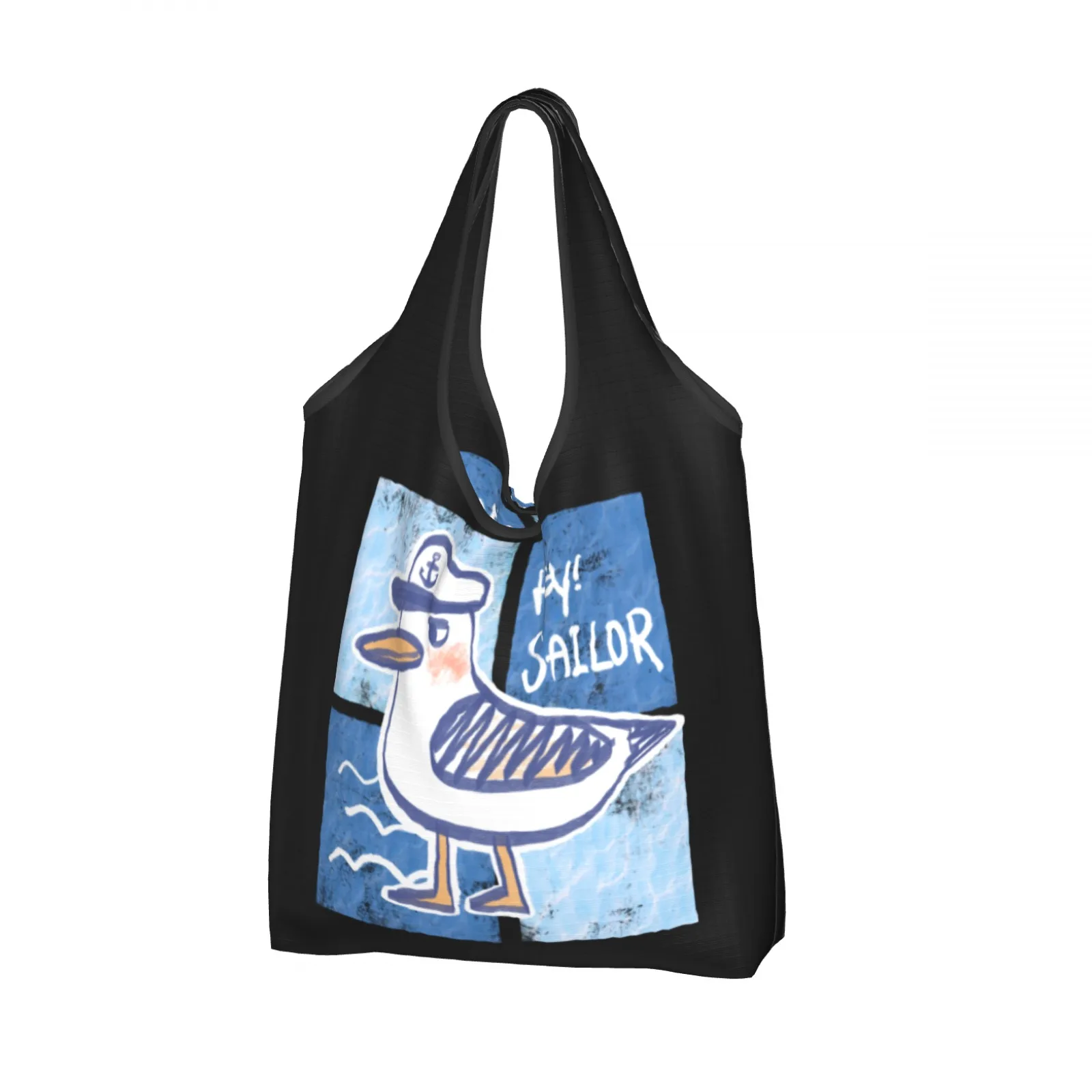 

Fun Sailor Seagull Design Printed Tote Bag Cartoon Shoulder Shopper Bags For Women Handbag
