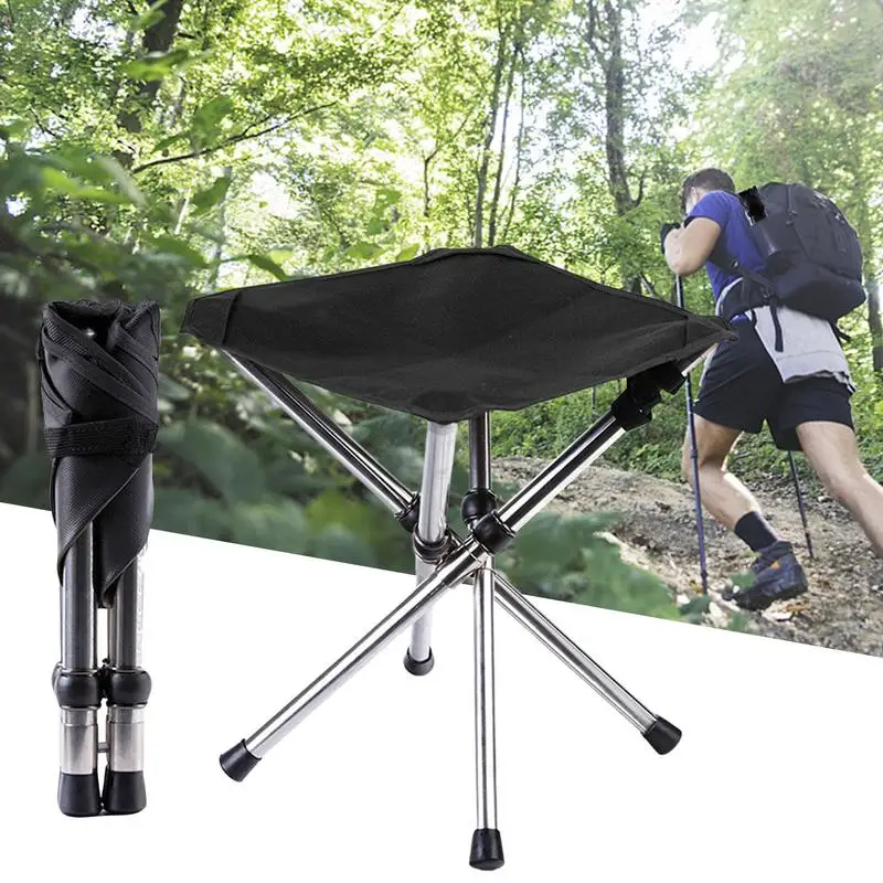 Lightweight Foldable Hiking Fishing Chair 3 Leg Camping Stool Portable Train Subway Stool Oxford Cloth Folding Tripod Stool