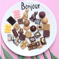 SW30 5Pcs Simulation Chocolate DIY Necklace Mug Sticker Transparent Luminous Hair Rope Hairpin Phone Case Earring Accessories