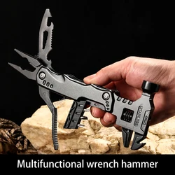 Multi-Functional Wrench Hammer Stainless Steel Safety Folding Pliers Window Breaking Escape Claw Hammer Outdoor Survival Tools