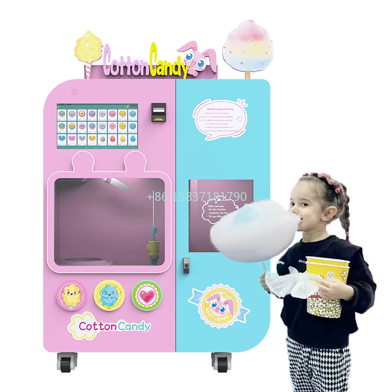 Cotton Candy Vending Machine Small Business Support Multi-Language Commercial Marshmallow Cotton Candy Making Machine for France