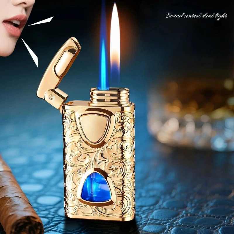 

Metal Relief Sound Control Ignition Dual Fire Lighter Intelligent Gas-electric Dual-purpose Lighter Dual Fire Conversion Lighter