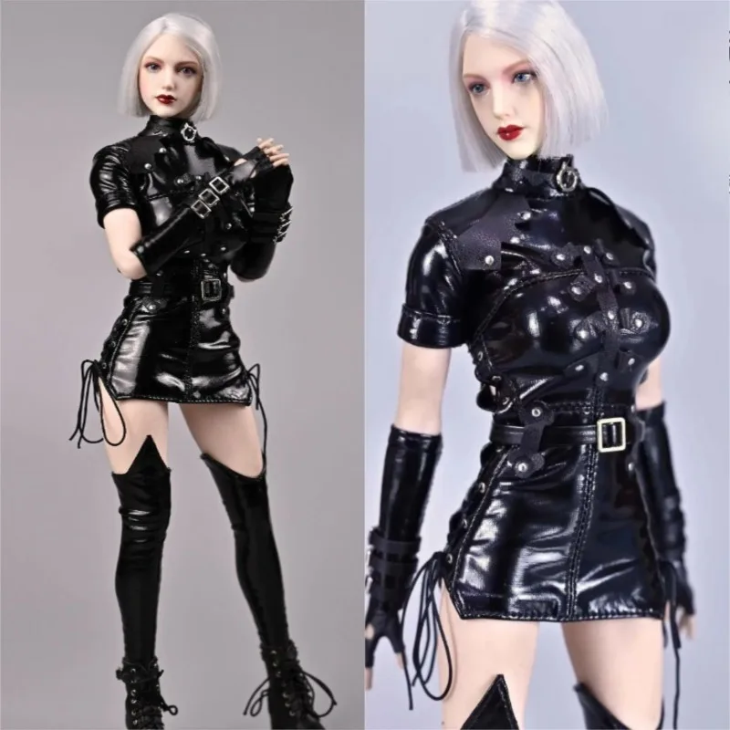 

SA Toys SA045 1/6 Pu Black Rivet Motorcycle One-piece Skirt Female Soldier Clothes Model for 12Inch Accessories Toy Figures